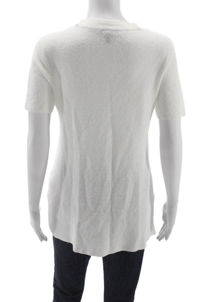 Eileen Fisher Womens Tunic White Crew Short Sleeve Organic Linen Size XS