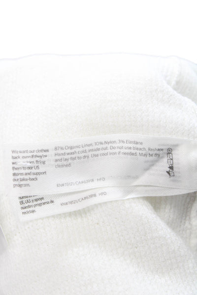 Eileen Fisher Womens Tunic White Crew Short Sleeve Organic Linen Size XS
