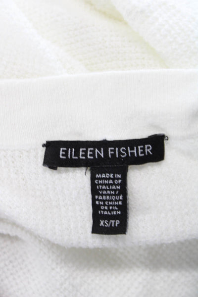 Eileen Fisher Womens Tunic White Crew Short Sleeve Organic Linen Size XS