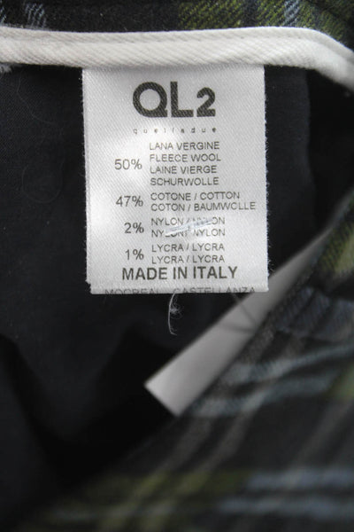 QL2 Womens Cropped Plaid Pants Multicolor Lana Vergine Wool Button Size 8