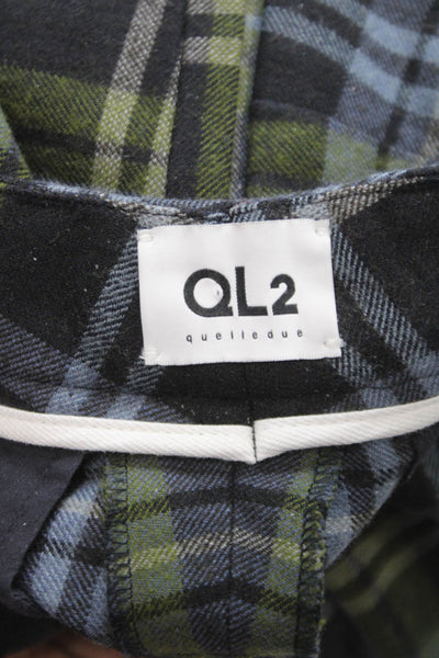 QL2 Womens Cropped Plaid Pants Multicolor Lana Vergine Wool Button Size 8