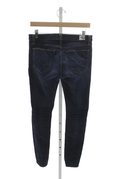 Hudson Women Skinny Jeans Blue Low Rise Distressed Button Cotton Size 27