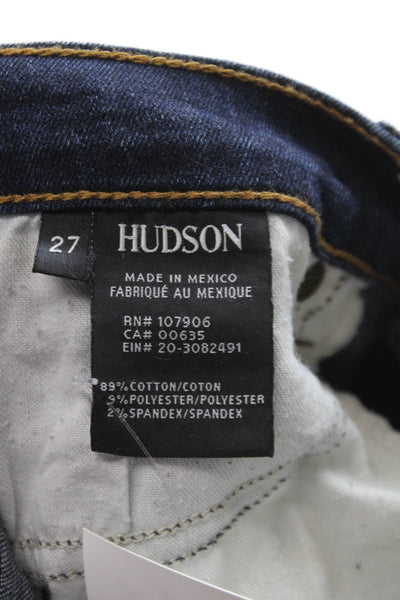 Hudson Women Skinny Jeans Blue Low Rise Distressed Button Cotton Size 27