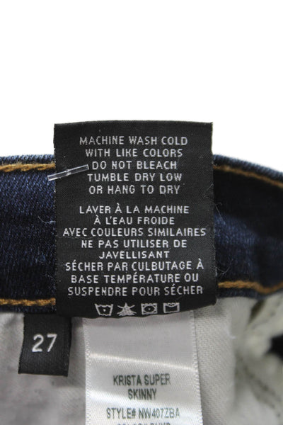 Hudson Women Skinny Jeans Blue Low Rise Distressed Button Cotton Size 27