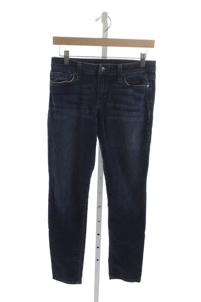 Joes Womens Skinny Blue Cotton Jeans Low Rise Button Size 28