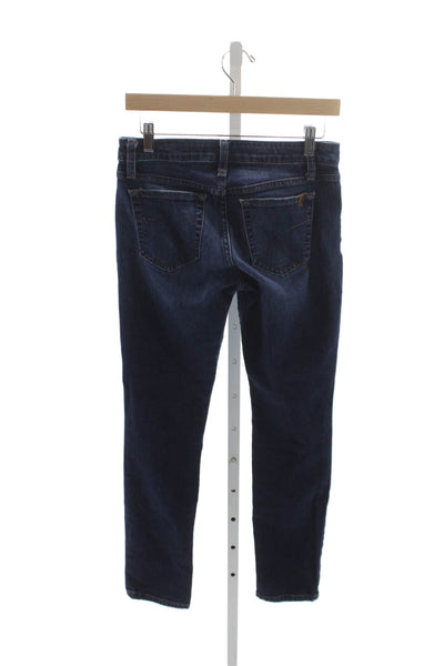 Joes Womens Skinny Blue Cotton Jeans Low Rise Button Size 28