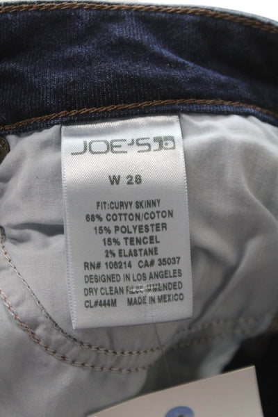 Joes Womens Skinny Blue Cotton Jeans Low Rise Button Size 28