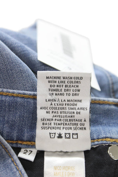Hudson Women Ankle Jeans Blue Mid Rise Distressed Viscose Size 27