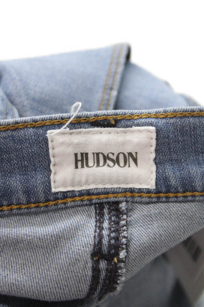 Hudson Women Ankle Jeans Blue Mid Rise Distressed Viscose Size 27