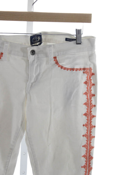 Lucky Brand Women Ankle White Jeans Low Rise Cotton Bohemian Size 27