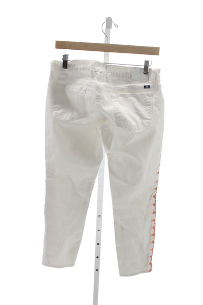 Lucky Brand Women Ankle White Jeans Low Rise Cotton Bohemian Size 27