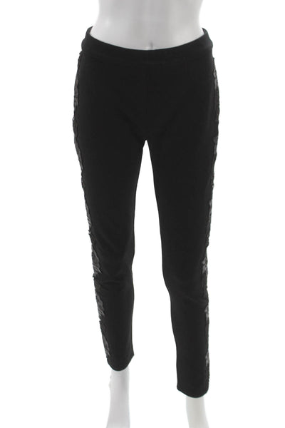 Anne Fontaine Womens Ankle Leggings Black Viscose Blend Floral Solid Size 38