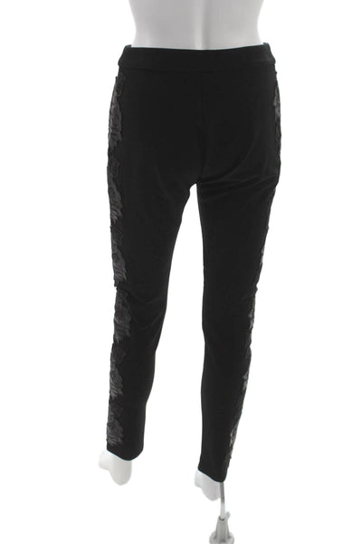 Anne Fontaine Womens Ankle Leggings Black Viscose Blend Floral Solid Size 38