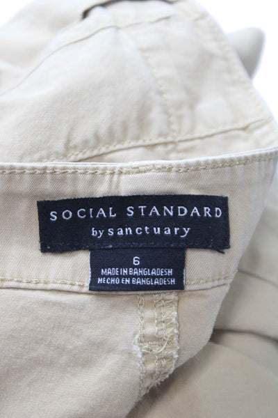 Sanctuary Womens Cropped Cotton Blend Solid Beige Pants Size 6