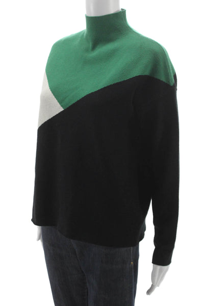 Tahari Women Black Rayon Mock Neck Pullover Sweater Long Sleeve Size M