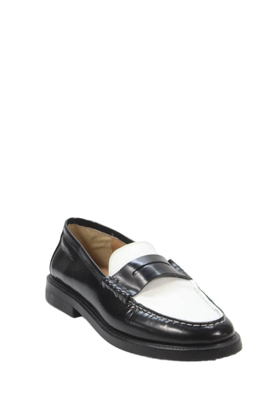 Steve Madden Womens Patent Leather Slide On Loafers Black White Size 39 9