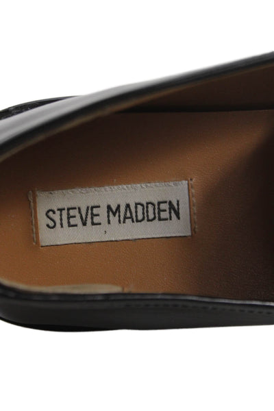 Steve Madden Womens Patent Leather Slide On Loafers Black White Size 39 9