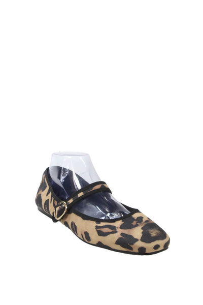 Zara Womens Animal Print Mary Jane Ballet Flats Brown Black Size 41 11