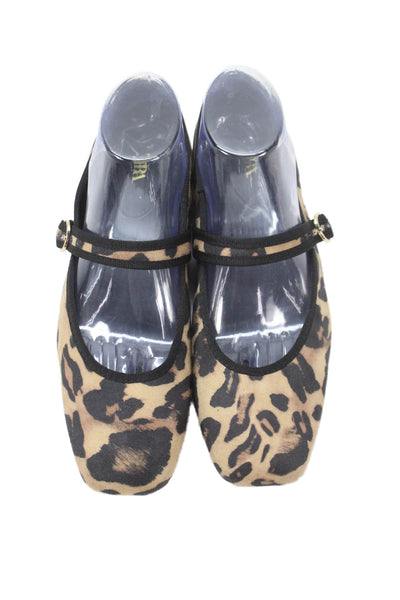 Zara Womens Animal Print Mary Jane Ballet Flats Brown Black Size 41 11