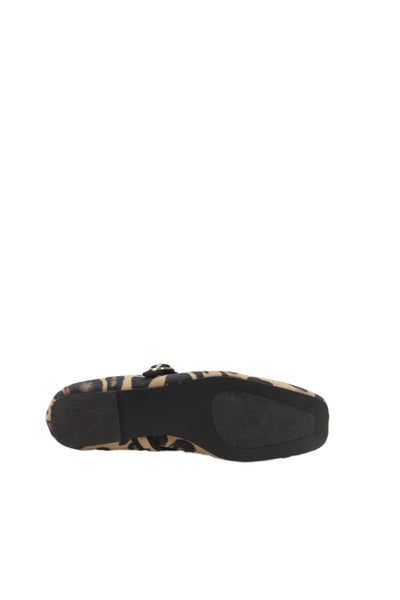 Zara Womens Animal Print Mary Jane Ballet Flats Brown Black Size 41 11
