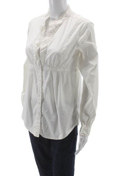 DKNY Jeans Women Collared Long Sleeve Cotton Tunic White Button Size S