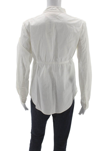 DKNY Jeans Women Collared Long Sleeve Cotton Tunic White Button Size S