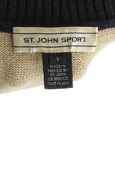 St. John Sport Women Multicolor Full Zip Wool Blend Mock Neck Sweater Size S