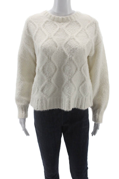 Pink Rose Women White Argyle Pullover Sweater Crewneck Longsleeve Size S