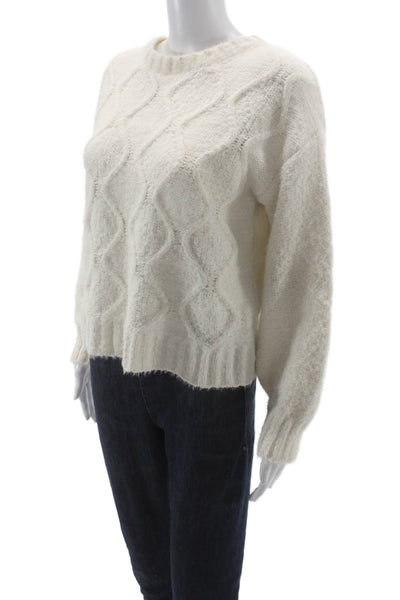 Pink Rose Women White Argyle Pullover Sweater Crewneck Longsleeve Size S