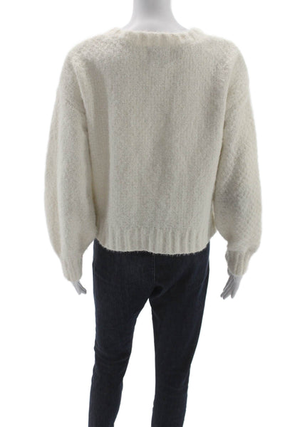Pink Rose Women White Argyle Pullover Sweater Crewneck Longsleeve Size S