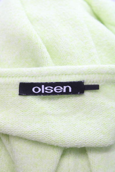 Olsen Womens Pullover Sweater Green Knit Round Neck Long Sleeve Size S