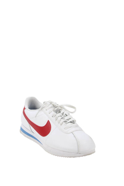 Nike Mens Leather Lace Up Cortez Sneakers White Red Size 8