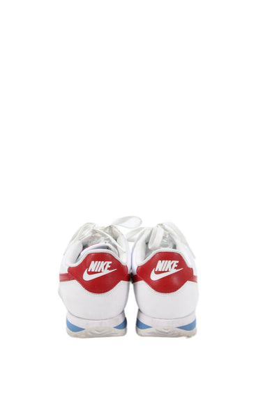 Nike Mens Leather Lace Up Cortez Sneakers White Red Size 8