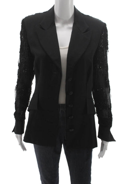 Sarah Phillips Women Silk Black Basic Jacket Button Long Sleeve Bust 40 Size 10