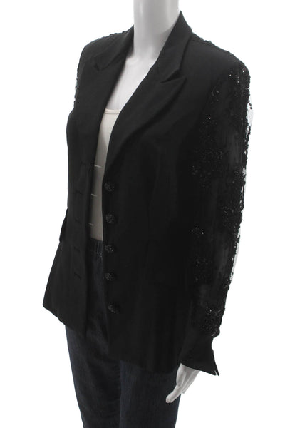 Sarah Phillips Women Silk Black Basic Jacket Button Long Sleeve Bust 40 Size 10