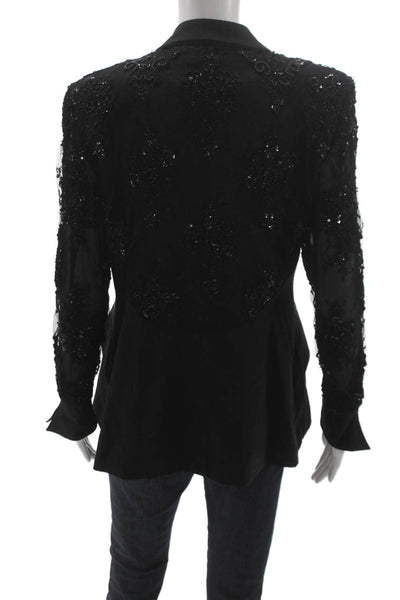 Sarah Phillips Women Silk Black Basic Jacket Button Long Sleeve Bust 40 Size 10