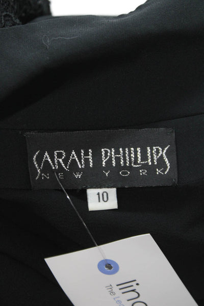 Sarah Phillips Women Silk Black Basic Jacket Button Long Sleeve Bust 40 Size 10