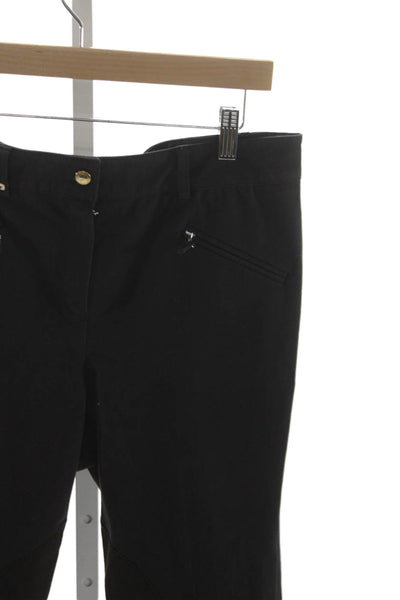 Pamela Henson Women Black Straight Cotton Blend Pants Button Closure Size 12