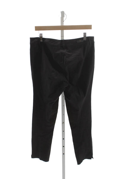 Pamela Henson Women Black Straight Cotton Blend Pants Button Closure Size 12