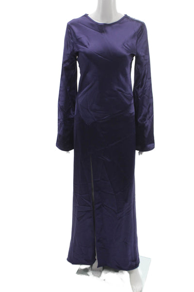 Nonchalant Label Women Maxi Dress Purple Long Sleeve Round Neck Size S