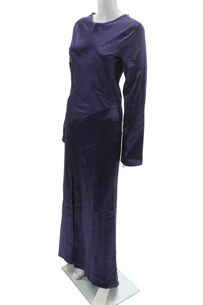 Nonchalant Label Women Maxi Dress Purple Long Sleeve Round Neck Size S
