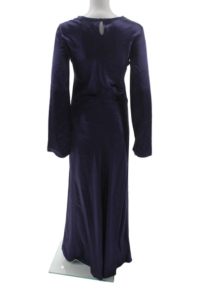 Nonchalant Label Women Maxi Dress Purple Long Sleeve Round Neck Size S