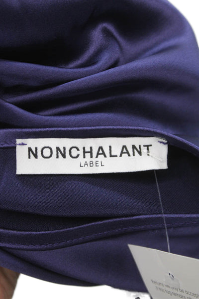 Nonchalant Label Women Maxi Dress Purple Long Sleeve Round Neck Size S