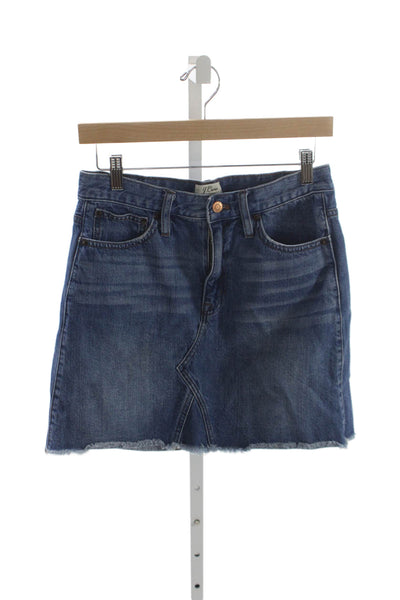 J Crew Womens Mini Cotton Button Front Short Skirt Blue Size 27