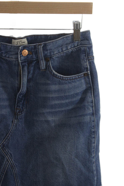 J Crew Womens Mini Cotton Button Front Short Skirt Blue Size 27