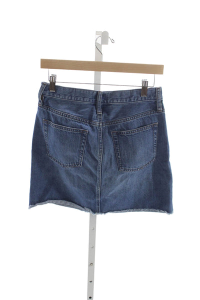 J Crew Womens Mini Cotton Button Front Short Skirt Blue Size 27