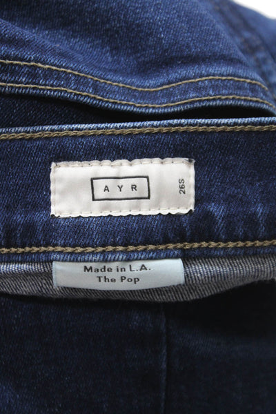 AYR Womens Straight Jeans Blue Mid Rise Cotton Petites Size 26