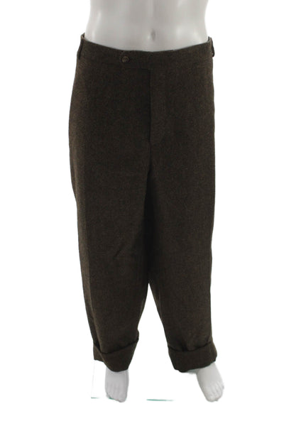 J. Peterman Mens Brown Herringbone Tweed Dress Pants Size 48