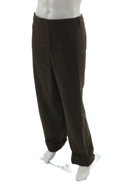 J. Peterman Mens Brown Herringbone Tweed Dress Pants Size 48