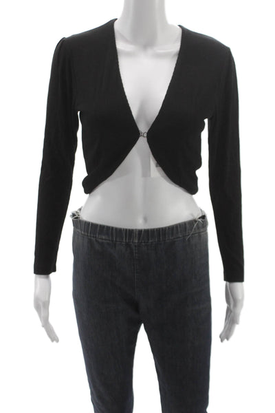 LNA Womens Shrug Sweater Black V Neck Long Sleeve Rayon Blend Size XS